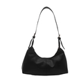 Minimalist black crescent shoulder bag with adjustable strap and zipper closure - Black