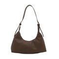 Dark brown faux suede hobo bag with adjustable strap and vintage crescent shape design - Brown