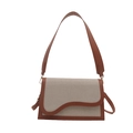 Borsa a tracolla retrò in tela con design a onde e cuciture in pelle marrone - Marrone