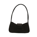 Minimalistische schwarze Baguette-Tasche mit Schleife und glattem Kunstleder-Finish - Schwarz