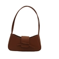 Braune Baguette-Tasche aus Kunstleder mit Schleifendetail und langem Schulterriemen - Braun