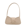 Minimalistische cremefarbene Schultertasche mit Schleife aus mattem PU-Leder - Weiß
