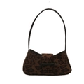 Leopard print baguette bag featuring a black bow decoration and slim shoulder strap - Leopard Coffee