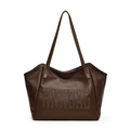Braune Tragetasche aus Kunstleder mit HNKBAG-Logo-Prägung und schmalen Riemen - Braun