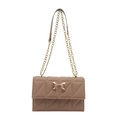 Dusty pink crossbody bag with quilted triangle patterns and a golden butterfly buckle - Khaki