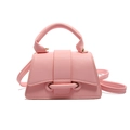 Pink lychee texture mini crossbody bag with top handle and adjustable strap for women - Pink
