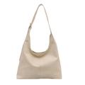 Borsa hobo minimalista beige con tracolla regolabile e finitura in morbida pelle testurizzata - Bianco
