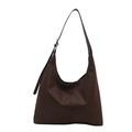 Borsa tote retrò in ecopelle marrone scuro con cuciture verticali e tracolla regolabile - Marrone