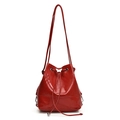 Sac seau rouge vif avec cordon de serrage et boucle papillon en métal argenté - Rouge