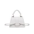 Chique witte mini-crossbodytas met litchi-textuur en zilveren bolletjesketting - Wit