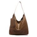 Grand sac cabas rétro marron foncé avec pochette assortie pour femme au quotidien - Kaki