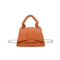 Mini sac bandoulière orange avec texture litchi et chaîne argentée pour femme - Orange