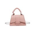 Mini sac bandoulière rose clair en cuir grainé avec poignée bombée et chaîne à billes - Rose