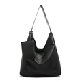 Sac fourre-tout hobo noir minimaliste classique avec petite pochette zippée amovible - Noir