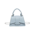 Mini sac à main bleu clair en cuir grainé avec chaîne argentée et design en sablier - Bleu