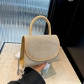 Elegant apricot handbag with silver rhinestones and chain strap for women - Khaki