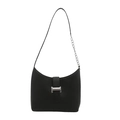 Sac sous le bras noir minimaliste avec boucle H argentée et bandoulière en chaîne - Noir