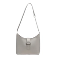 Sac à épaule hobo gris argenté chic avec forme en croissant et détail de chaîne - Argenté