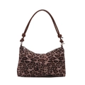 Sac à bandoulière léopard avec lanière en cuir marron et détail de nœud pour femmes - Marron