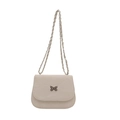 Chic cream white flap square bag with vintage metal butterfly buckle and chain strap - Off White