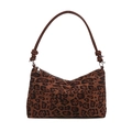 Grand sac cabas à imprimé léopard avec bandoulières nouées en cuir marron et zip argenté - Marron