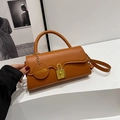 Borsa a tracolla vintage marrone con manico e ciondolo lucchetto dorato decorativo - Marrone