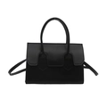 Chic black matte synthetic leather handbag with a top handle and shoulder strap - Black