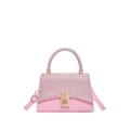 Mini borsa quadrata chic in pelle PU rosa con patta glitterata e chiusura dorata donna - Rosa