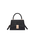 Elegante borsa a mano nera con strass, chiusura dorata e tracolla rimovibile - Nero