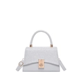 Piccola borsa a mano da donna con patta glitterata argento e design patchwork grigio - Argento