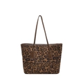 Stijlvolle tote bag met luipaardprint voor dames en donkerbruine schouderbanden - Bruin
