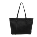 Borsa tote nera minimalista in pelle sintetica testurizzata con spalline lunghe da donna - Nero