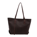 Grande borsa tote retrò marrone scuro in pelle testurizzata con lunghe tracolle eleganti - Marrone
