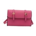 Sac bandoulière magenta chic avec doubles lanières et boucles en métal doré brillant - Rose rosé