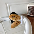 Close-up of plush fried chicken leg phone grip with cute embroidery on a mirror - Plush Chicken Drumstick