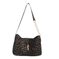 Borsa a spalla chic con stampa leopardata, chiusura dorata e tracolla a catena in oro - Marrone