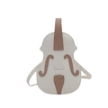 Violin shaped crossbody bag in cream white and dusty pink patchwork PU leather - White