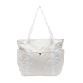 Large white corduroy tote bag with front pocket and side compartments for daily commuting - White
