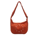 Sac fourre-tout en velours côtelé orange brûlé avec broderie et bandoulière réglable - Orange