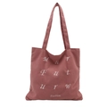 Sac fourre-tout en velours côtelé rose poudré avec broderie de lettres blanches - Rose