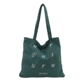 Grand sac cabas minimaliste en velours côtelé vert foncé avec broderie vintage - Vert foncé
