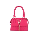 Borsa a tracolla magenta con logo V dorato e lunga nappa con finitura trapuntata - Rosa Rossa