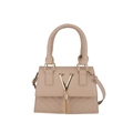 Borsa beige design francese con logo a V, nappa e motivo trapuntato a V elegante - Cachi