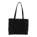 Bolso tote grande de cuero sintético negro con textura minimalista y dos asas largas - Negro