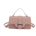 Chic pink top handle handbag with adjustable strap and metallic buckle closure - Pink