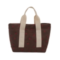 Sac à main mignon en velours côtelé à motif fraise avec anses en toile beige sur blanc - Marron