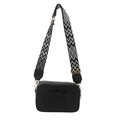 Chic black crossbody bag with bold SM logo and wide geometric pattern shoulder strap - Black