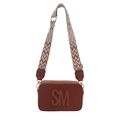 Brown rectangular camera bag with SM logo and geometric wide shoulder strap - Brown