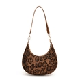 Borsa hobo a mezzaluna leopardata con tracolla in pelle marrone e dettagli dorati - Marrone