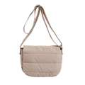 Minimalist beige quilted crossbody bag with adjustable strap and flap closure - Khaki